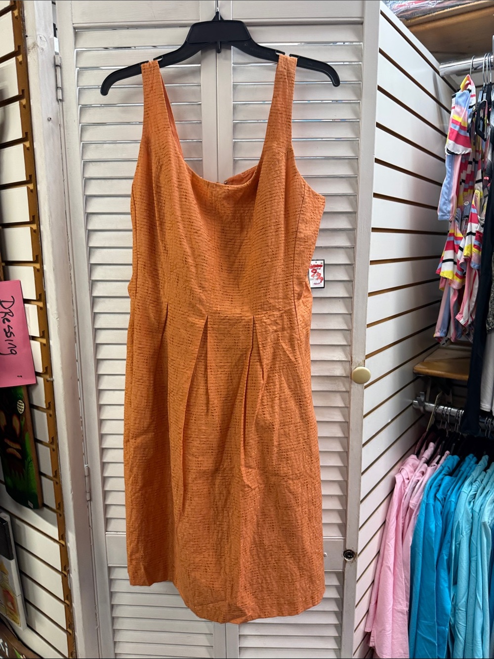 Nine West Burnt Orange Sleeveless Textured Midi Dress